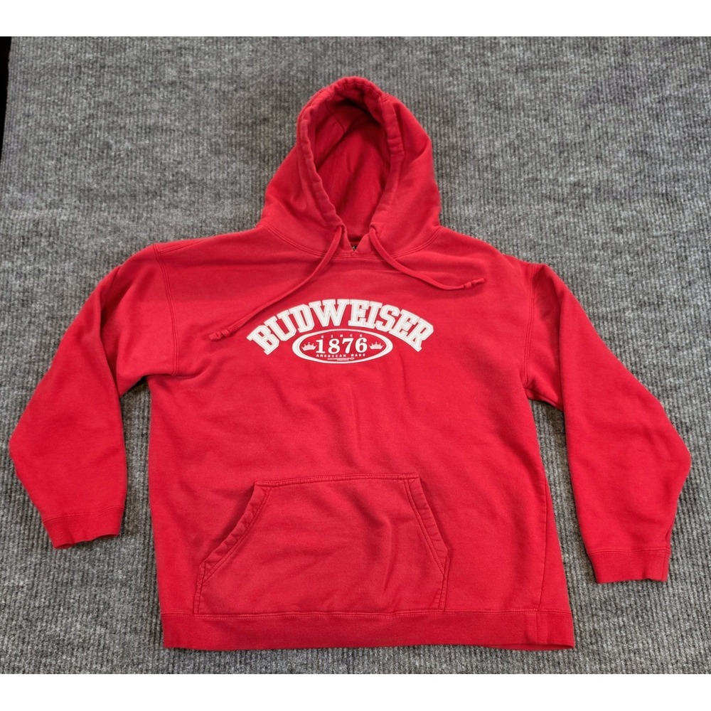 Budweiser Hoodie Mens Large Red Su Attitude Graphic Pullover Since 1876